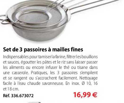 set de 3 passoires à mailles fines