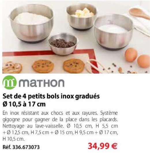set de 4 petits bols inox gradués 10,5 à 17 cm