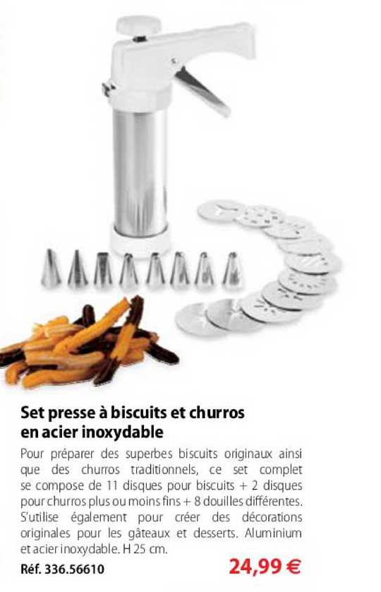 set presse à biscuits et churros en acier inoxydable