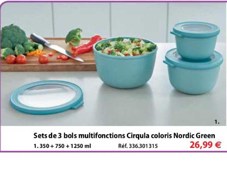 sets de 3 bols multifonctions cirqula coloris nordic green