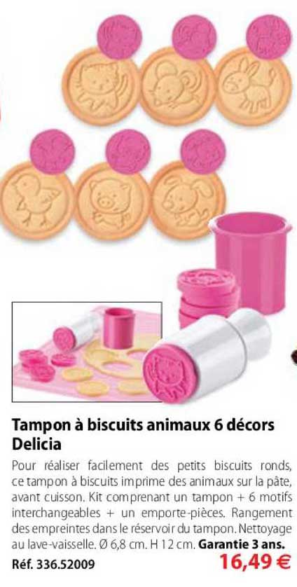 tampons à biscuits animaux 6 décors delicia