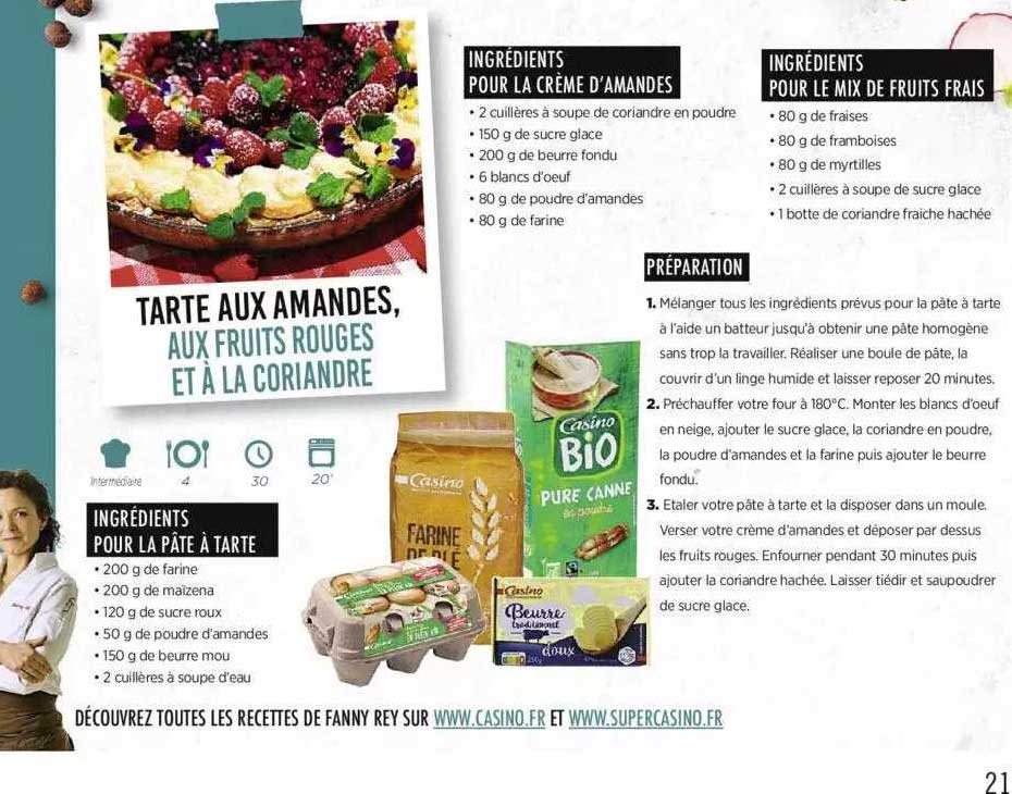 tarte aux mandes, aux fruits rouges et à la coriandre