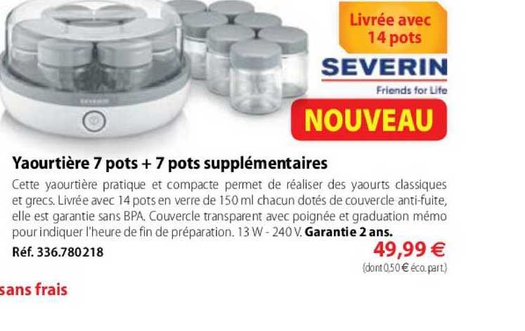 yaourtière 7 pots + 7 pots supplémentaires severin