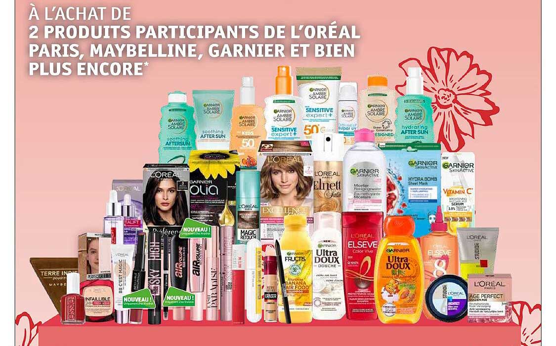 2 produits participants de l'oréal paris, maybelline, garnier et bien plus encore