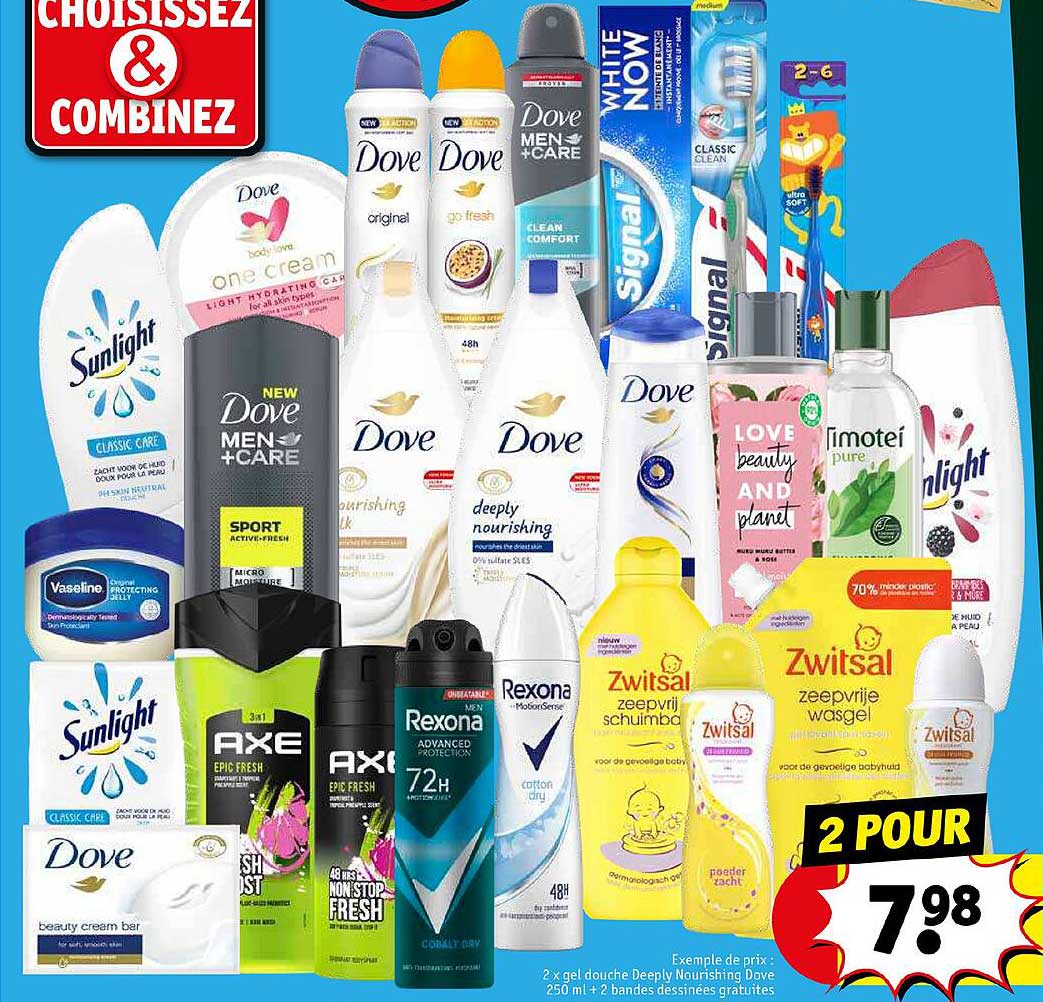 2 x gel douche deeply nourishing dove 250ml + 2 bandes dessinées gratuites