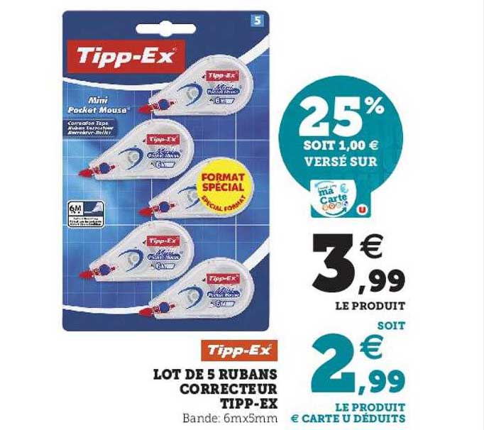 lot de 5 rubans correcteur tipp-ex