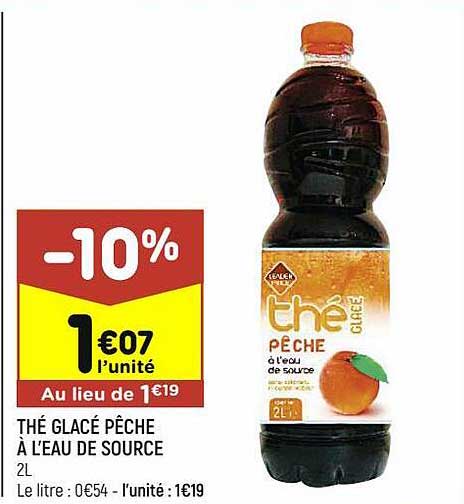 thé glacé pêche à l'eau de source