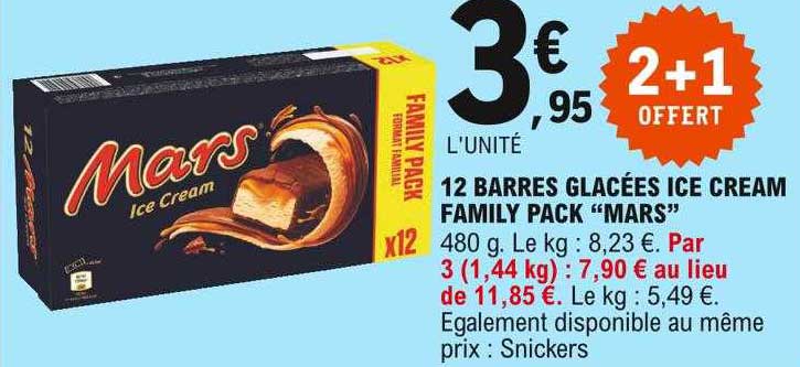 12 barres glacées ice cream family pack "mars"