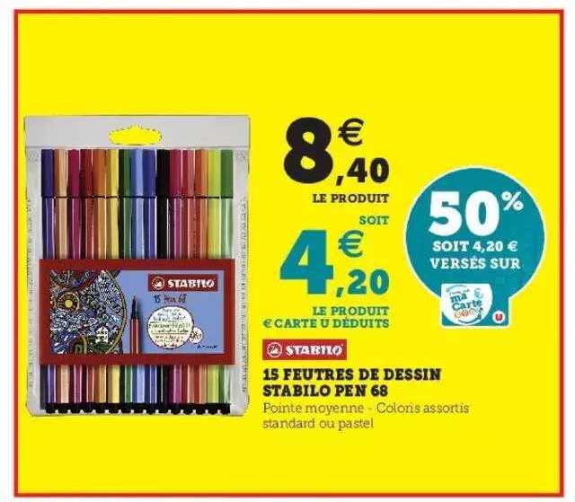 15 feutres de dessin stabilo pen 68