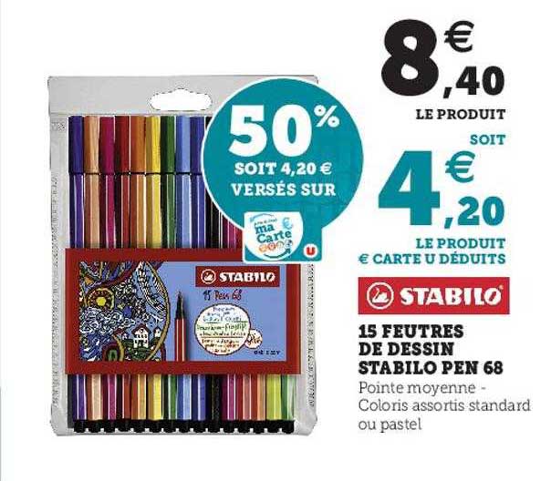 15 feutres de dessin stabilo pen 68