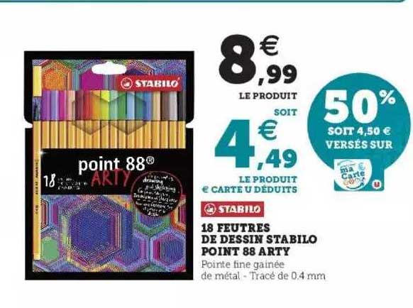 18 feutres de dessin stabilo point 88 arty