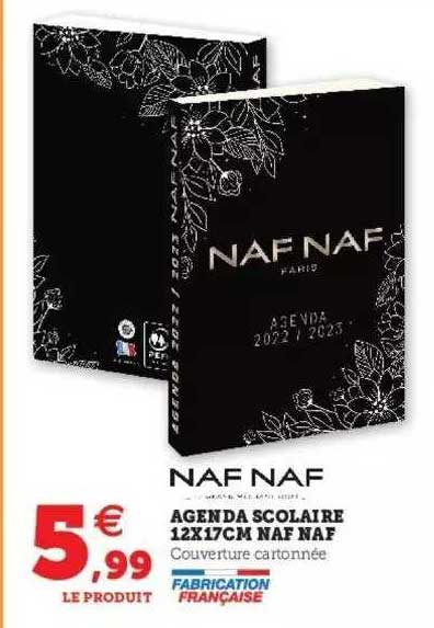 agenda scolaire 12 x 17 cm naf naf