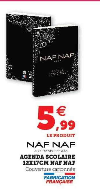 agenda scolaire 12 x 17 cm naf naf