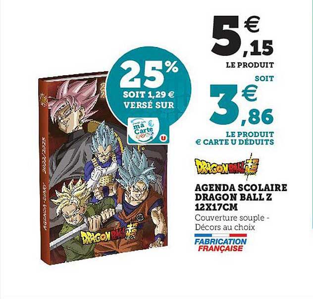 Agenda Scolaire Dragon Ball Z 12 X 17 Cm