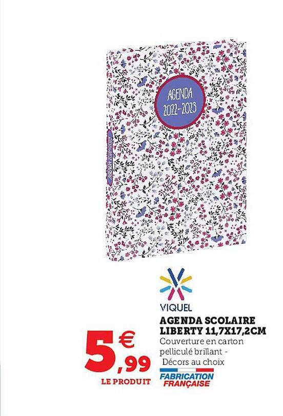 Agenda Scolaire Liberty 11,7 X 17,2 Cm