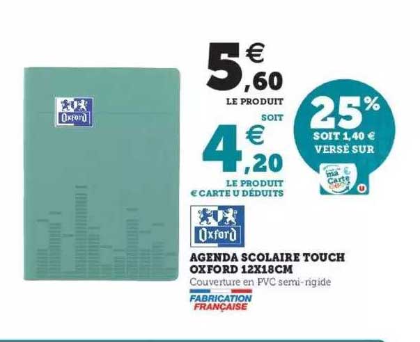 Agenda Scolaire Touch Oxfort 12 X 18 Cm