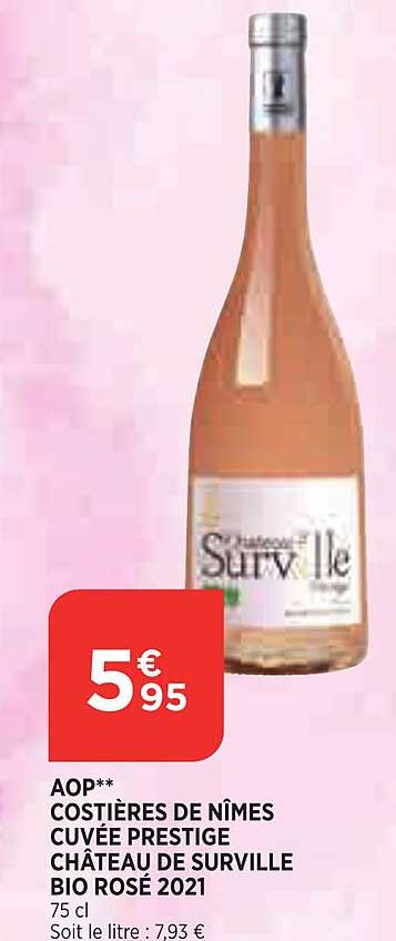 aop costières de nîmes cuvée prestige château de surville bio rosé 2021
