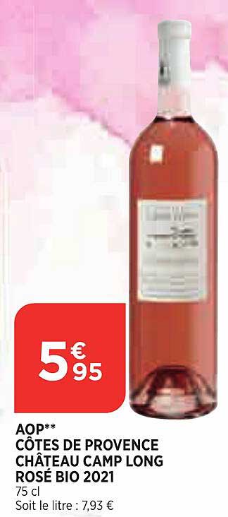 aop côtes de provence château camp long rosé bio 2021