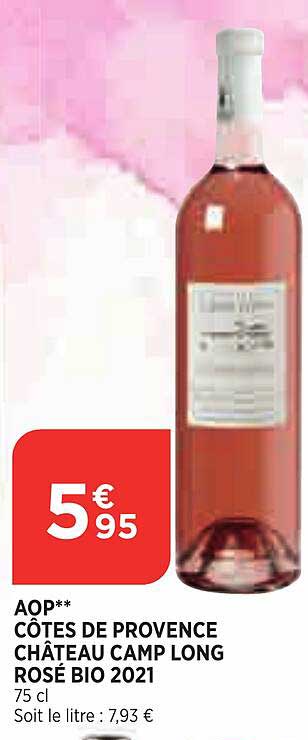 aop côtes de provence château camp long rosé bio 2021
