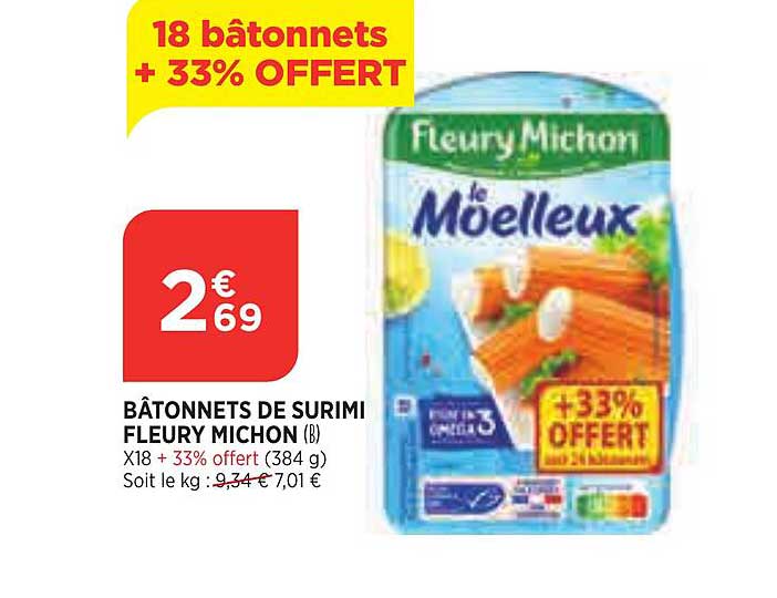 bâtonnets de surimi fleury michon