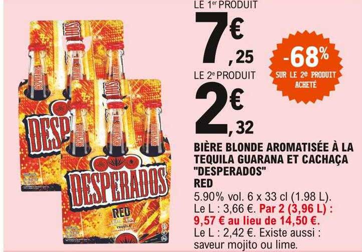 bière blonde aromatisée à la tequila guarana et cachaça "desperados" red
