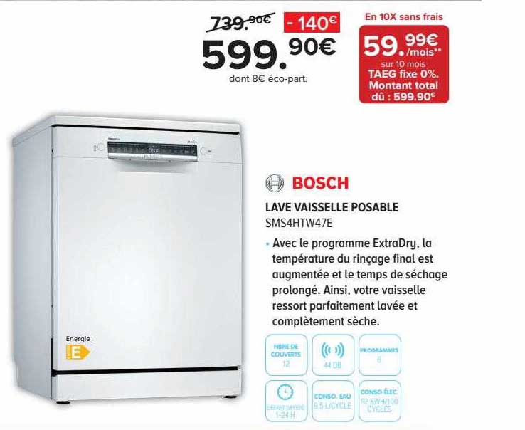 bosch lave vaisselle posable