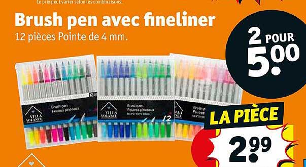 brush pen avec fineliner