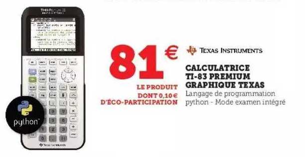 calculatrice tI-83 premium graphique texas