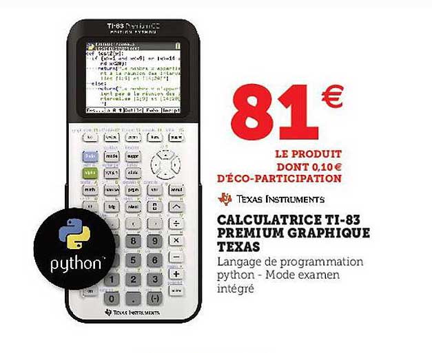 calculatrice ti-83 premium graphique texas