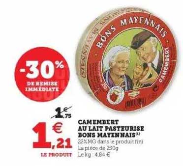 camembert au lait pasteurisé bons mayennais