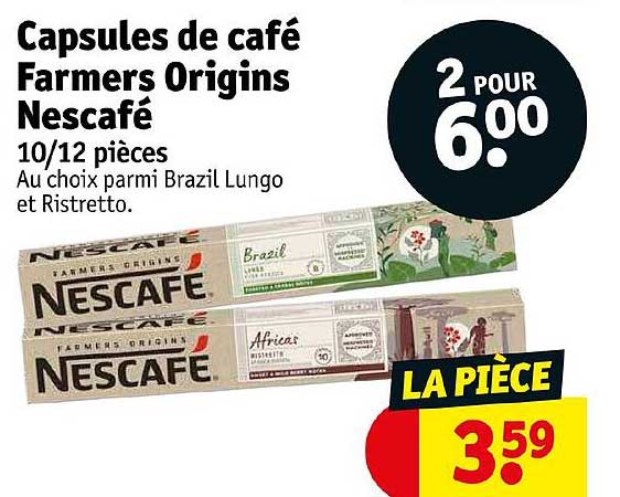 capsules de café farmers origins nescafé