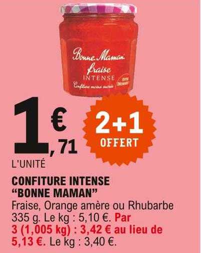 confiture intense "bonne maman" 2+1 offert