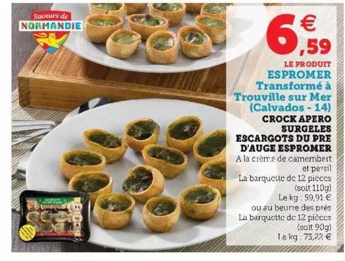 crock apéro surgelés escargots du pré d'auge espromer
