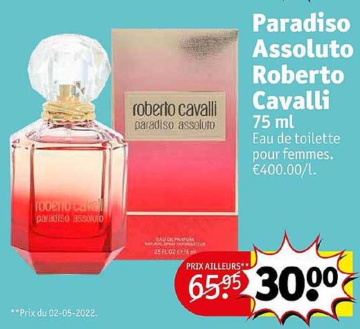 eau de toilette pour femmes 75ml paradiso assoluto roberto cavalli