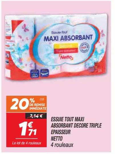 essuie tout maxi absorbant décoré triple épaisseur netto