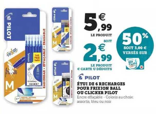 étui De 6 Recharges Pour Frixion Ball Ou Clicker Pilot