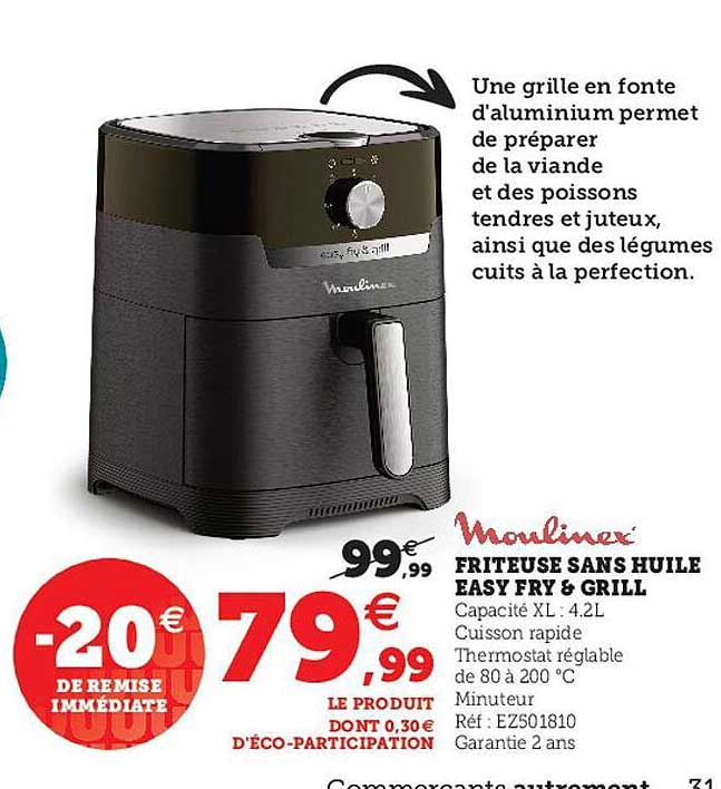 friteuse sans huile easy fry & grill moulinex