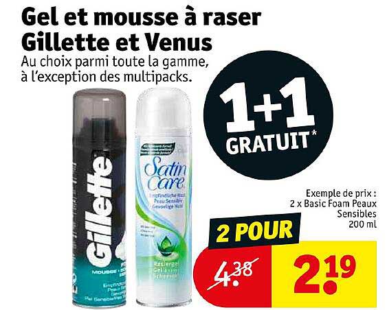 gel et mousse à raser gillette et venus