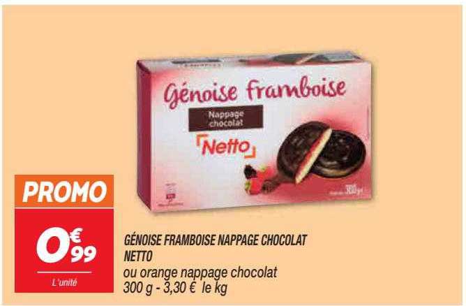 génoise framboise nappage chocolat netto
