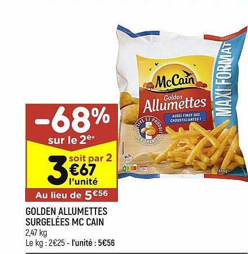 golden allumettes surgelées mc cain