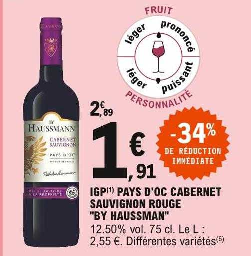 Ipg Pays D'oc Cabernet Sauvignon Rouge "by Haussman"