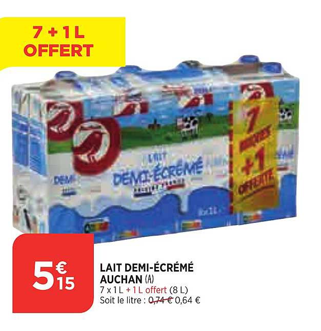 lait demi-écrémé auchan
