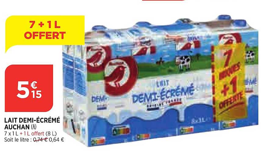 lait demi-écrémé auchan