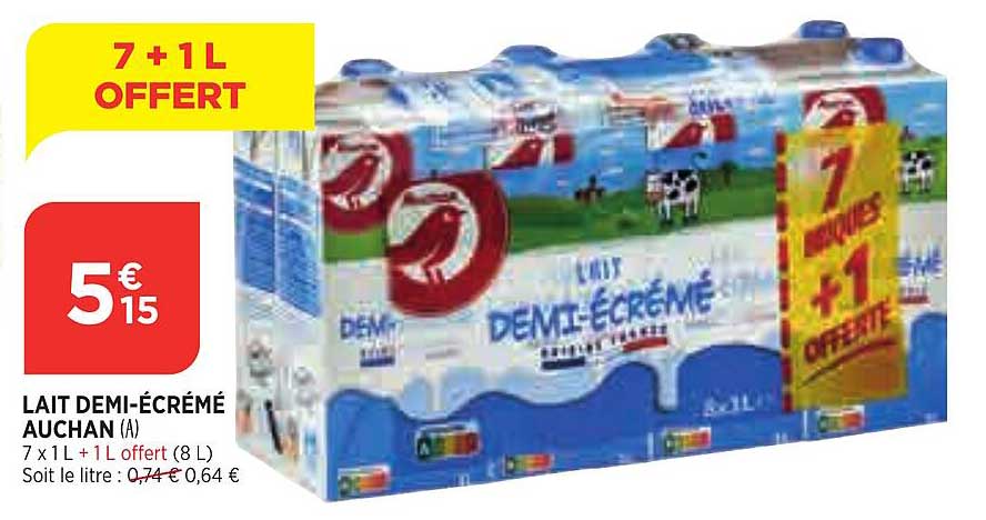 lait demi-écrémé auchan