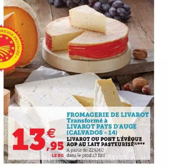 livarot ou pont l'évêque aop au lait pasteurisé