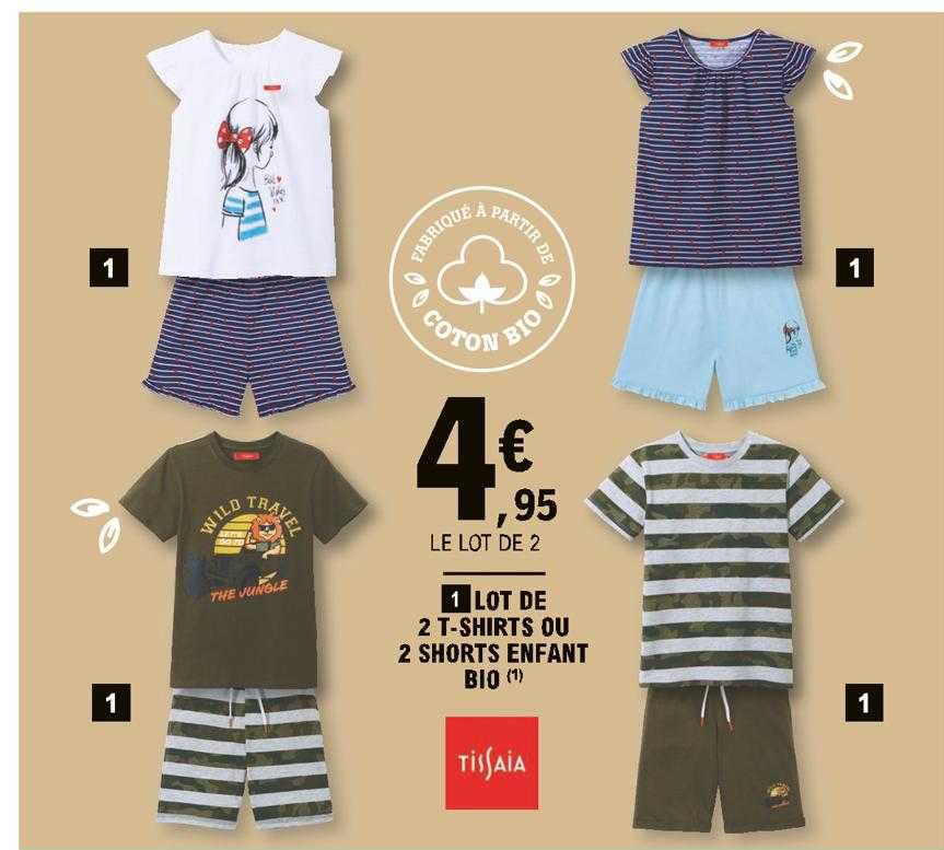 lot de 2 t-shirts ou 2 shorts enfant bio