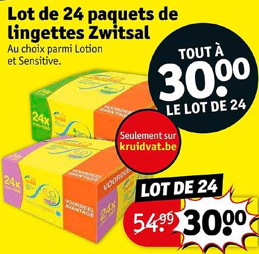 lot de 24 paquets de lingettes zwitsal