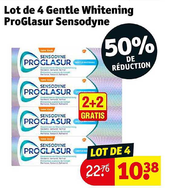lot de 4 gentle whitening proGlasur sensodyne