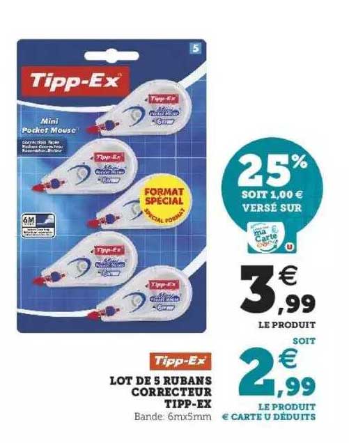 lot de 5 rubans correcteur tipp-ex