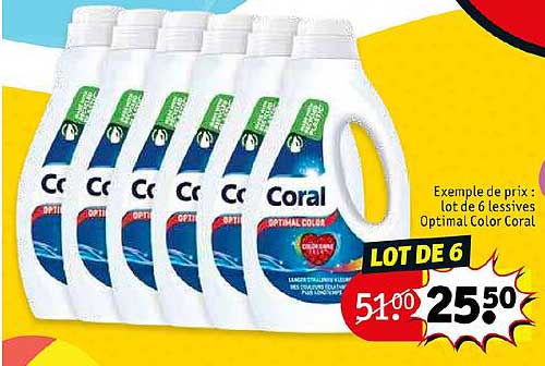 lot de 6 lessives optimal color coral